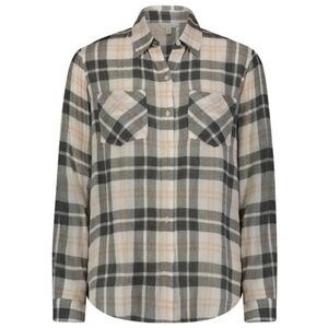 Lucky Brand Plaid Gauze Shirt | Black & Cream | Size Small
